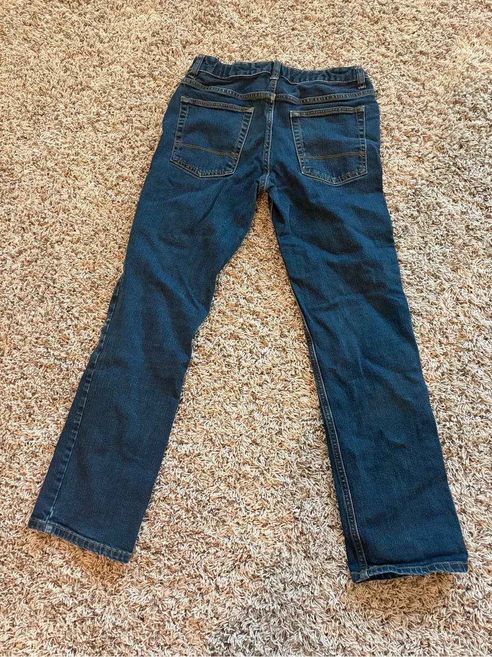 Boys straight dark blue jeans size 16 adjustable waist strap 98% cotton